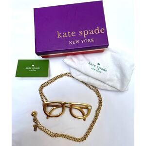 Rare Kate Spade "Read Between The Lines" Glasses Pendant Long Necklace